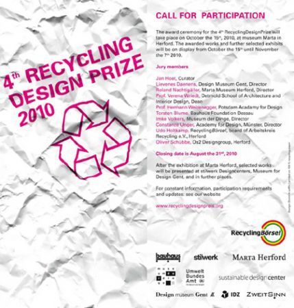 recycling design prize 2010, quarta edizione