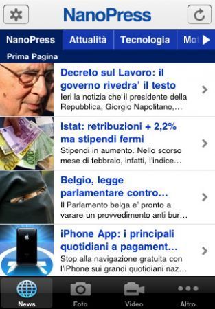 Nanopress iPhone news