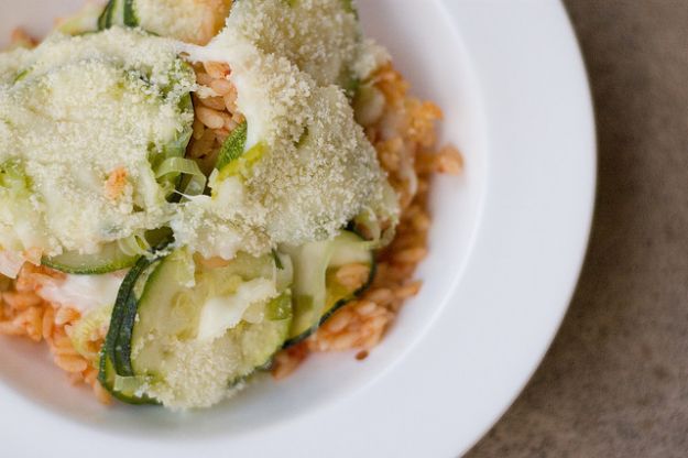 orzotto con zucchine e fiori di zucca