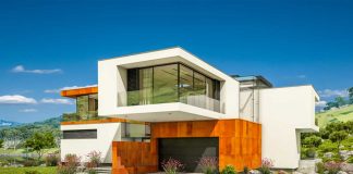 Progetto 3D di una casa passiva in muratura e legno con ampie vetrate