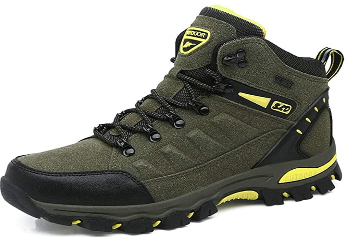 scarpe da trekking grigie con inserti gialli