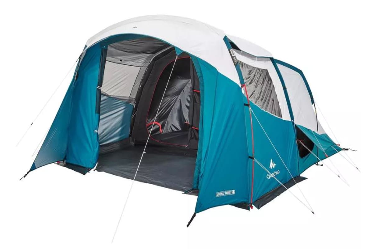 tenda blu decathlon da 5 persone con due camere