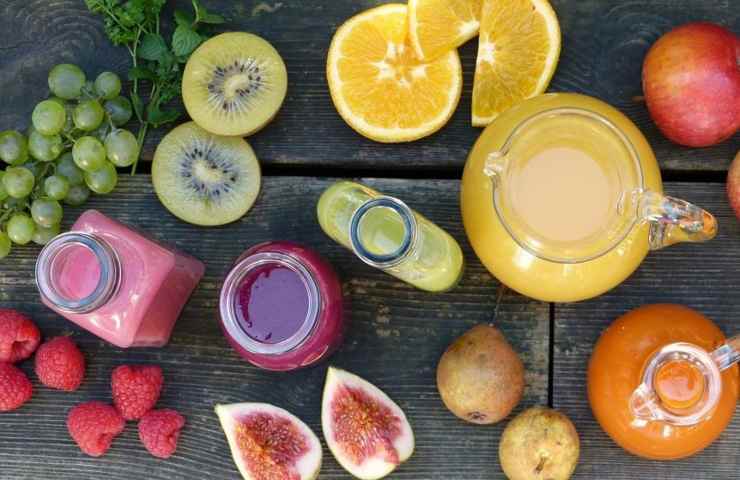 Different types of fruit and juice