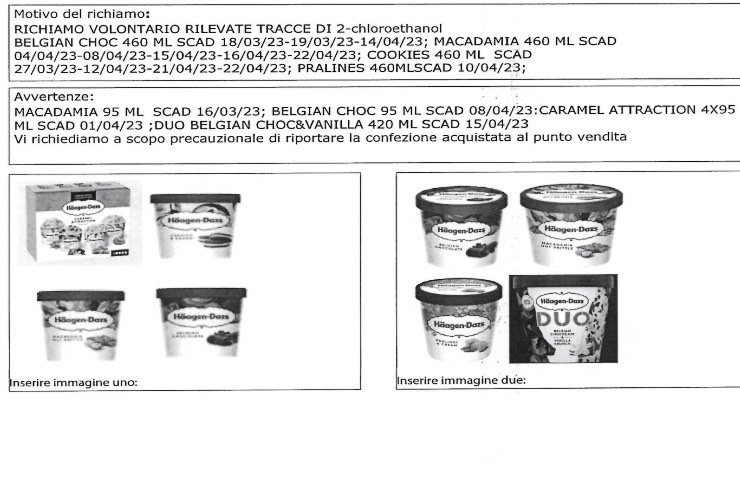 richiamo alimentare gelati tossici 