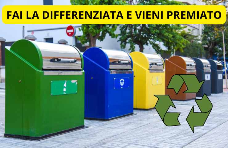 Diversi contenitori della differenziata