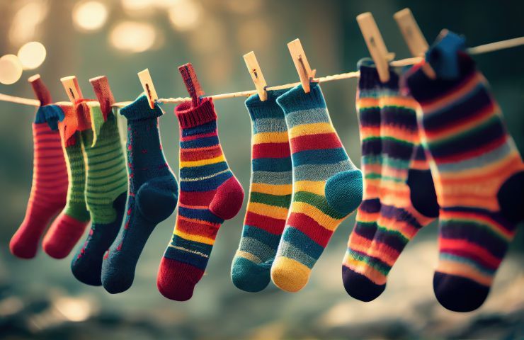 calzini colorati bucato