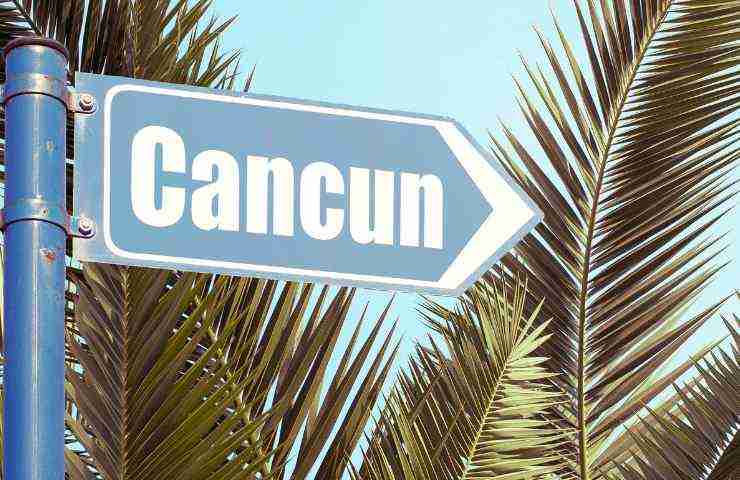 Cancun distesa alghe mare