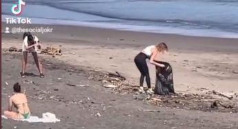 E’ una brava cittadina che ripulisce le spiagge: ma è tutta una finzione, solo per followers
