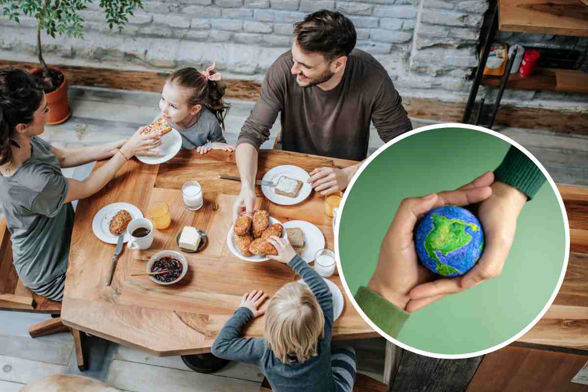 famiglia che fa colazione