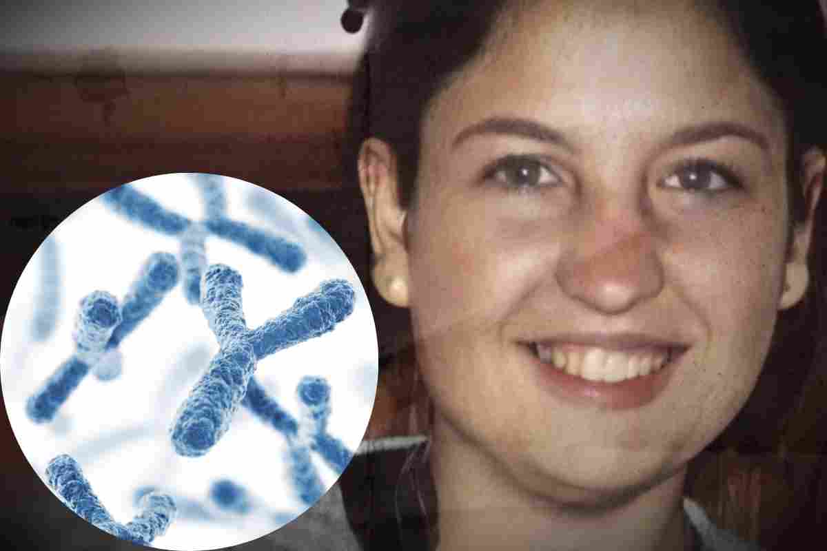 Chiara Poggi e nel cerchio frammenti di Dna cromosoma Y